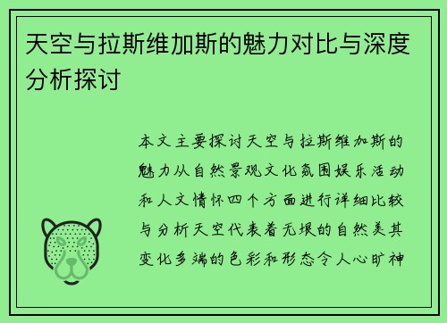 天空与拉斯维加斯的魅力对比与深度分析探讨